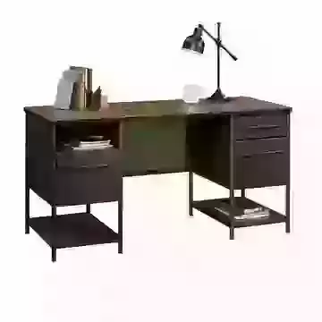 Black and Vintage Oak Effect 3 Drawer Desk